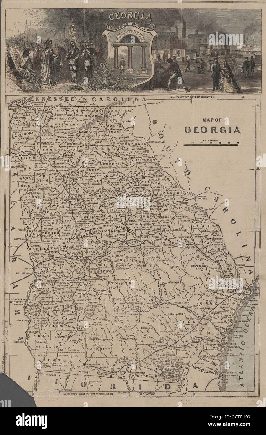 Map of Georgia, cartographic, Maps, 1860 - 1869 Stock Photo - Alamy