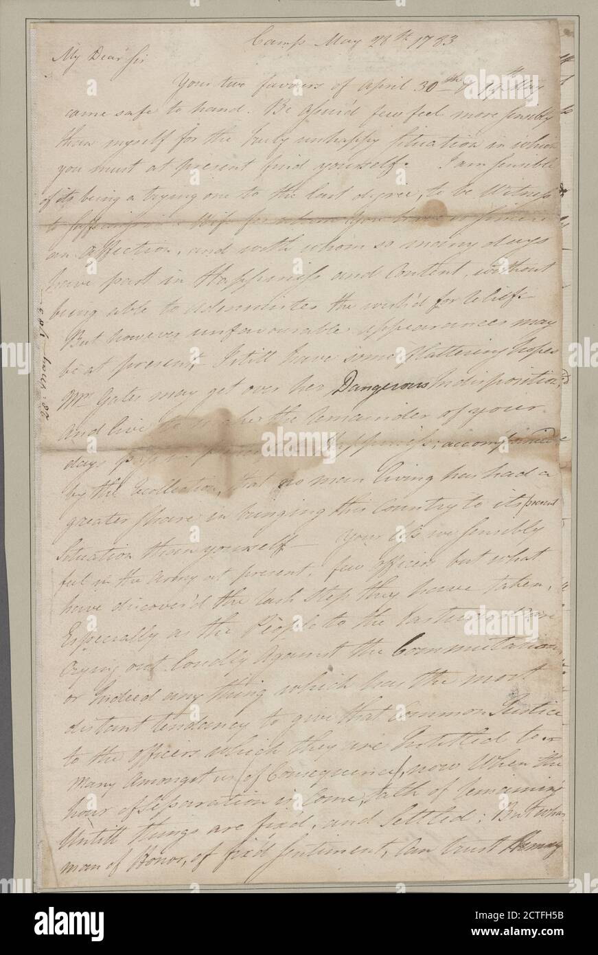 Letter to Horatio Gates., text, Documents, 1783, Stewart, Walter Stock Photo
