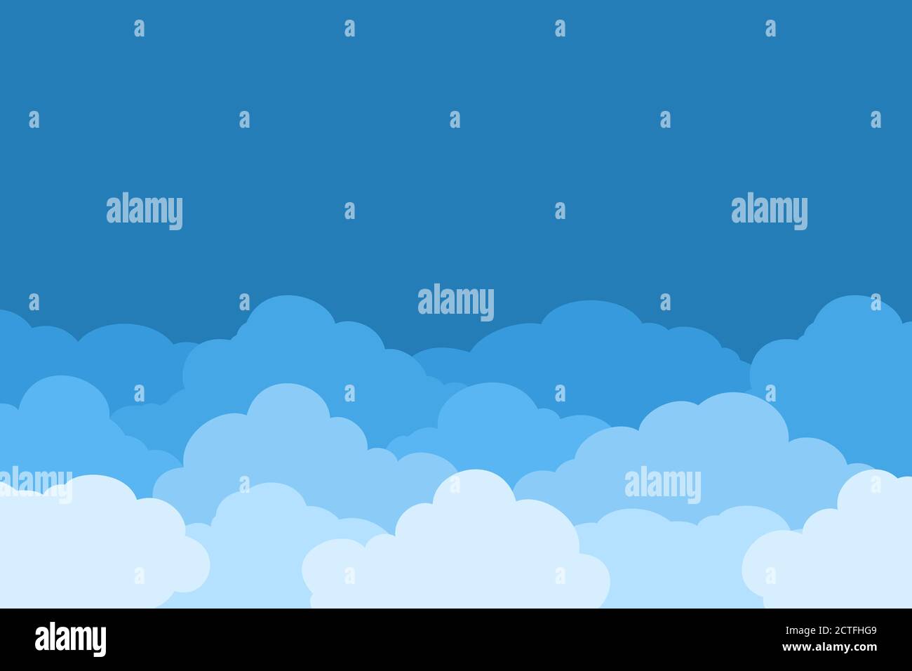 Clouds on Blue Sky Background. Vector Banner, Poster, Flyer in Flat Style Stock Vector