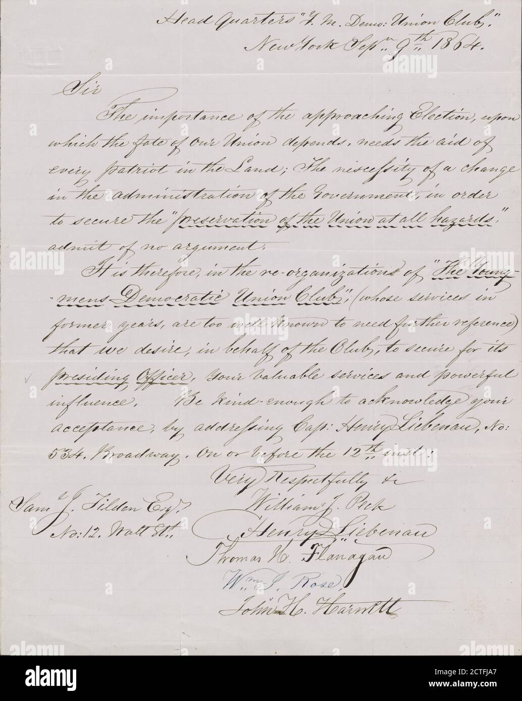 Lieberman, Henry, text, Correspondence, 1864 Stock Photo