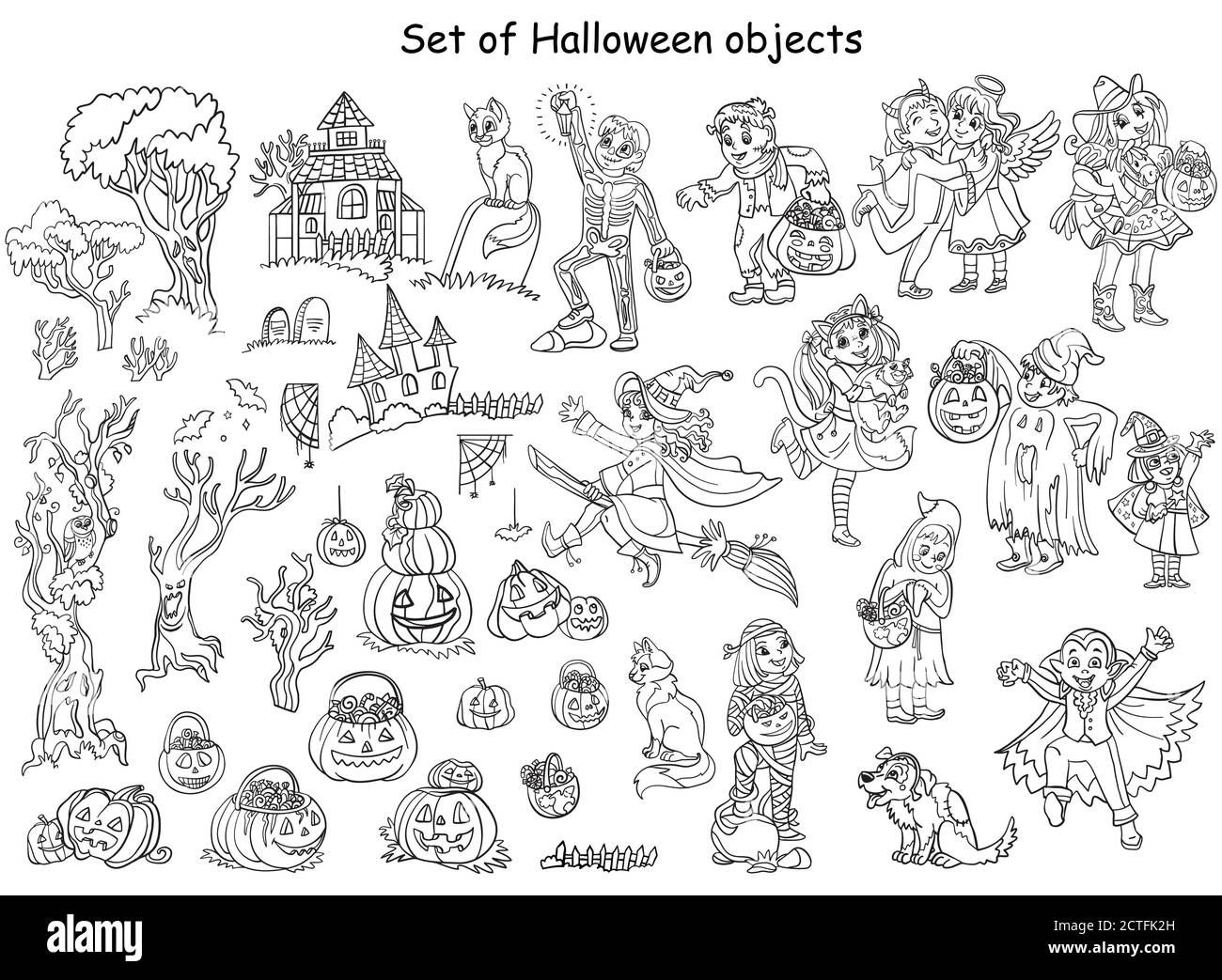 Set Of Halloween Characters Vector Mummy Zombie Vampire Bat Death Grim  Reaper Pumpkin Head Great For Party Decoration Or Sticker Stock  Illustration - Download Image Now - iStock