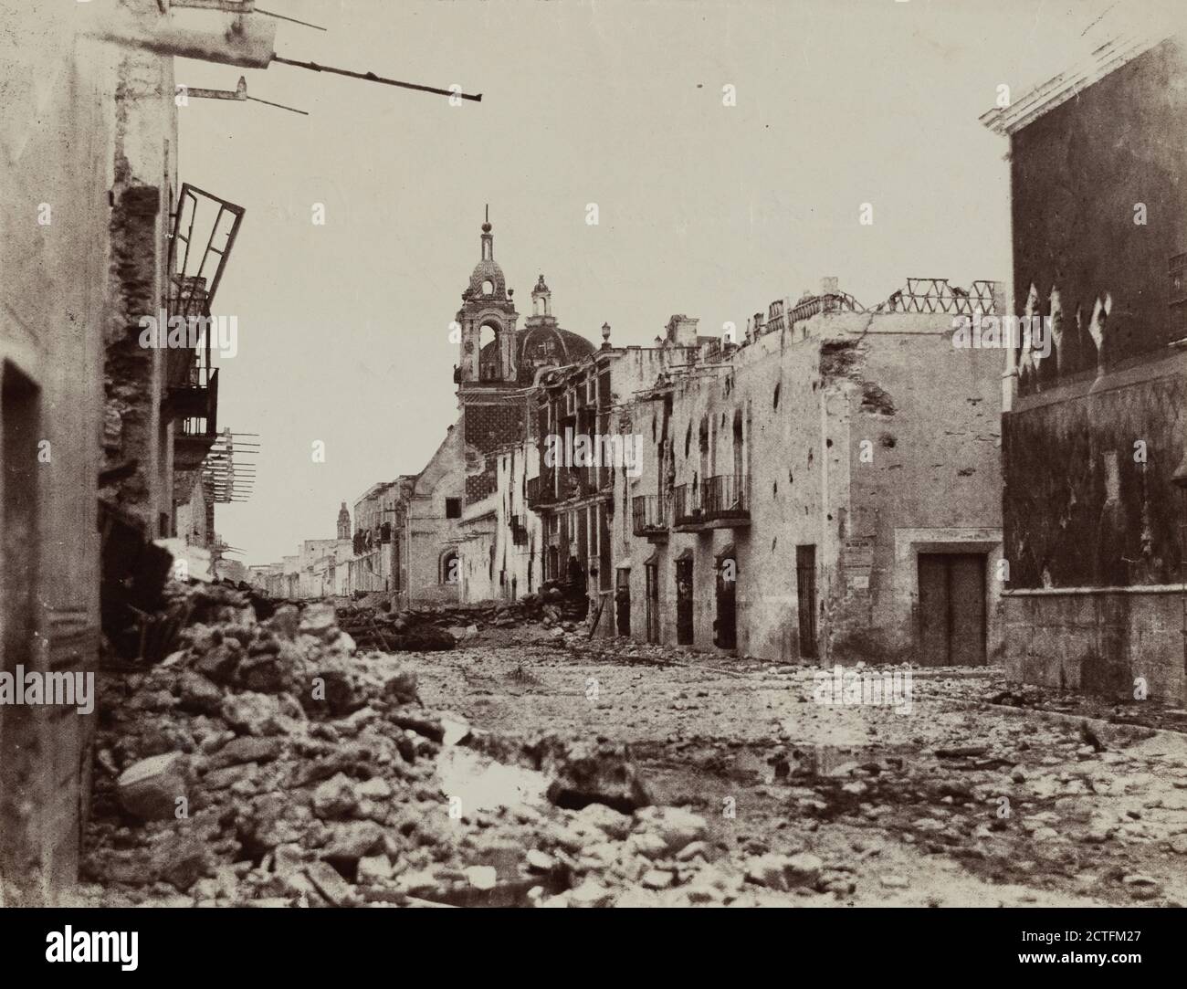 Destruction of the siege of Puebla, still image, Photographs, 1863