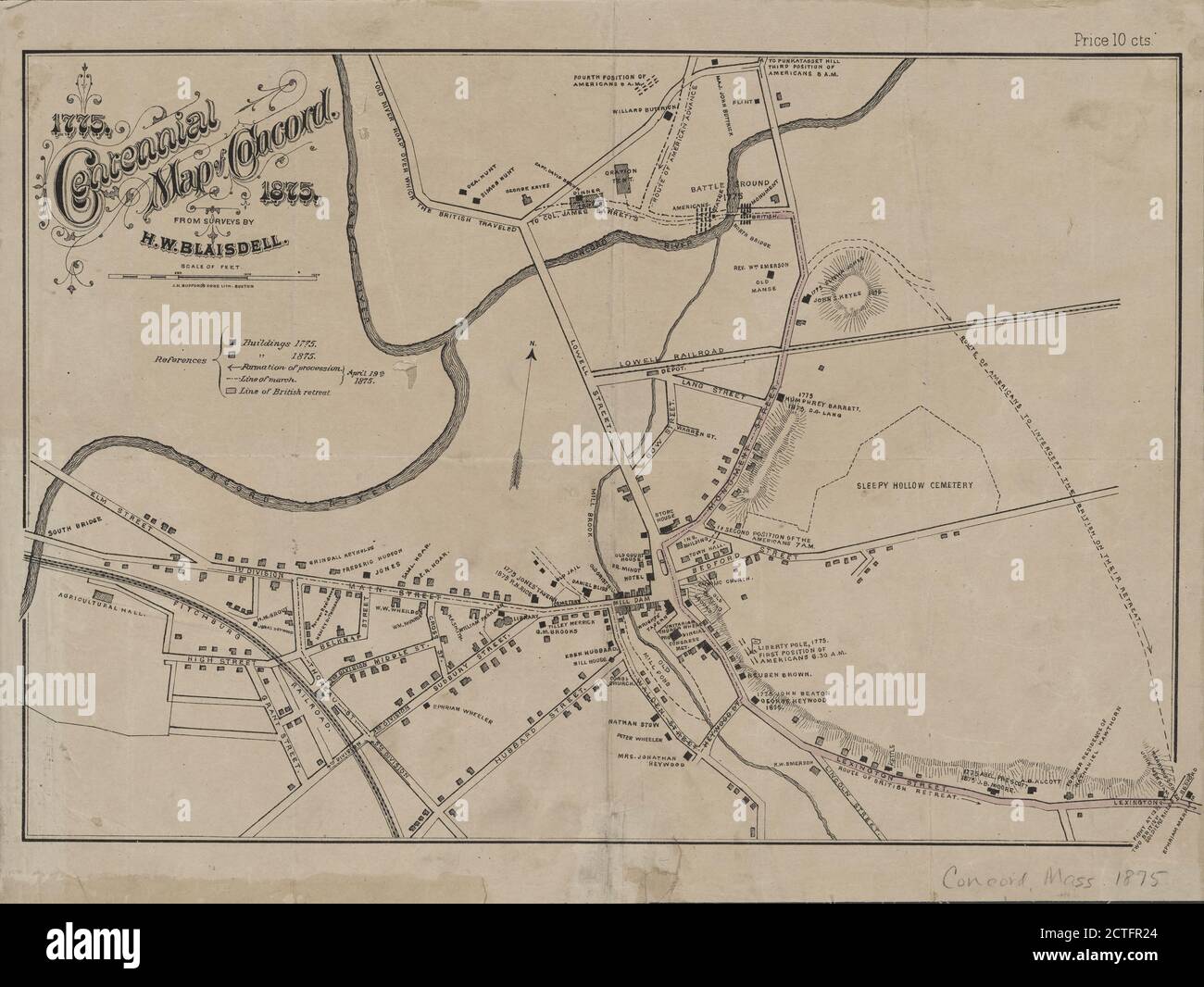 Centennial map of Concord, 17751875, cartographic, Maps, 1875, J.H