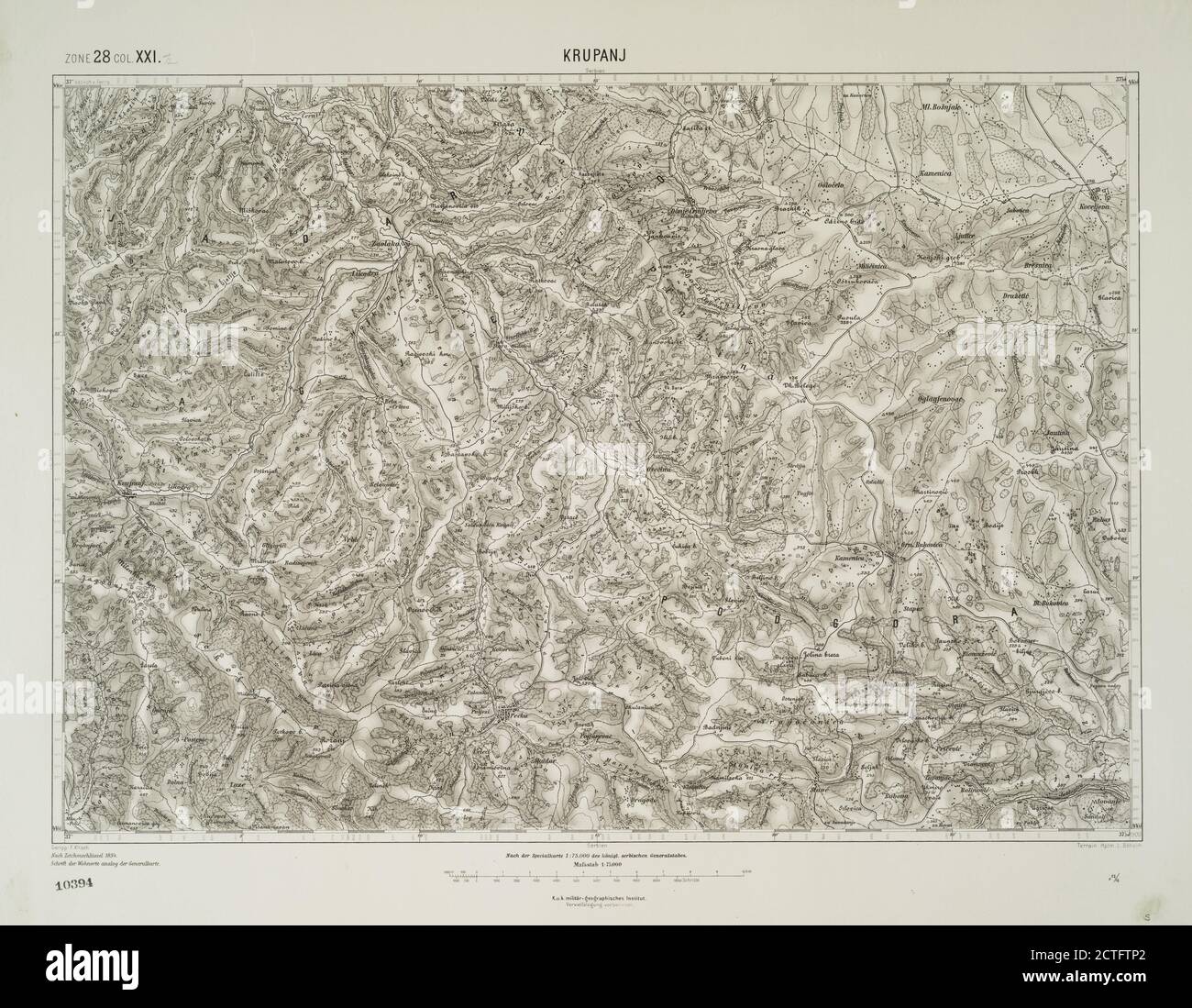 Krupanj., cartographic, Maps, 1900, Austro-Hungarian Monarchy. Militärgeographisches Institut Stock Photo