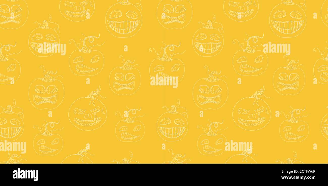 Background for Halloween. A pumpkin with a scary face. illustration vector seamless pattern. Stock Vector