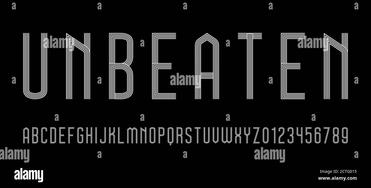 Set of alphabets font letters and numbers modern abstract design with ...