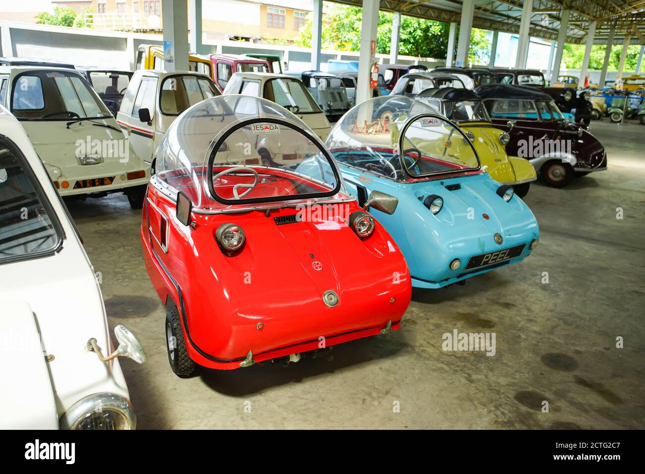 Nakhon Pathom, Thailand - August 27, 2020 : Classic cars in Jesada Technik Museum, Nakhon Pathom, Thailand. A lot of classic cars are collected in thi Stock Photo