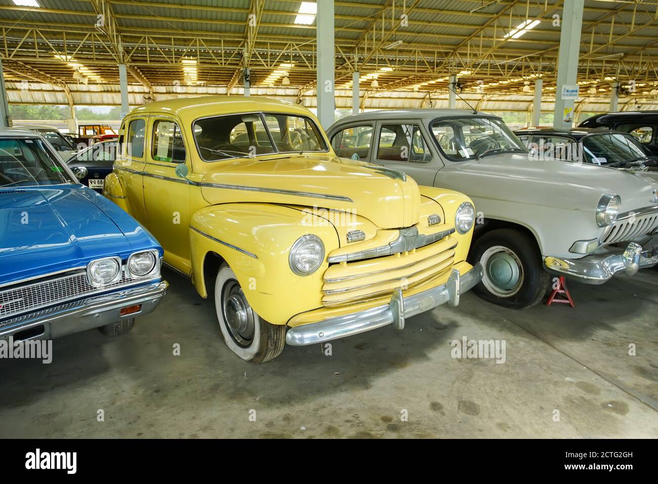 Nakhon Pathom, Thailand - August 27, 2020 : Classic cars in Jesada Technik Museum, Nakhon Pathom, Thailand. A lot of classic cars are collected in thi Stock Photo