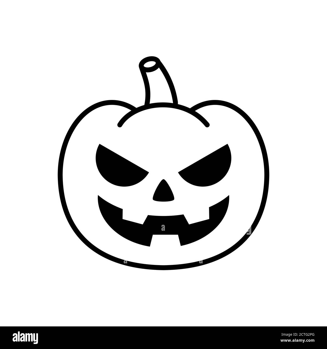 Evil smile pumpkin. Jack O lantern. Scary Halloween Pumpkin Icon. Happy Halloween concept. Simple black and white symbol. Isolated pumpkin icon.Vector Stock Vector