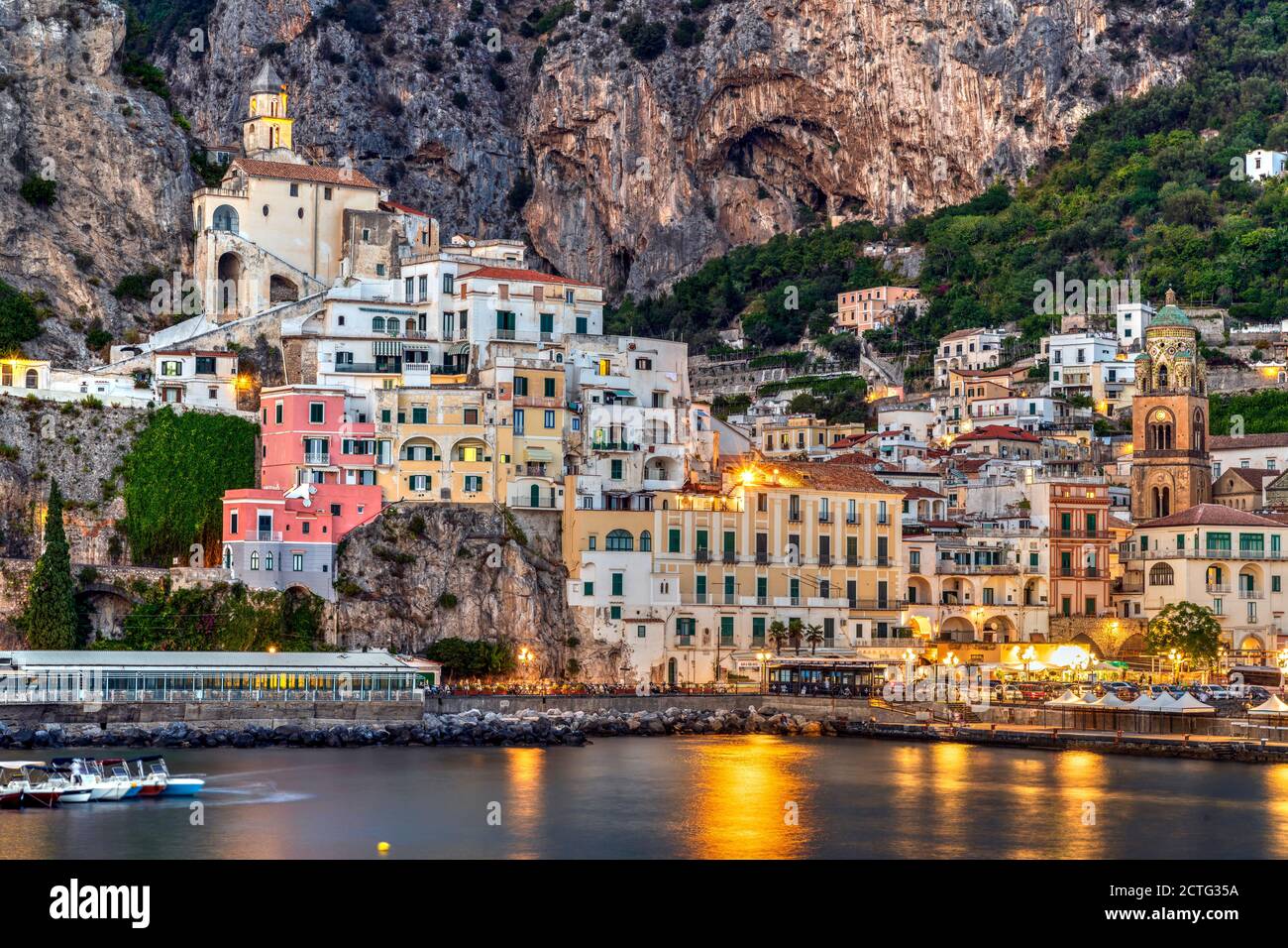 Twilight city skyline, Amalfi, Campania, Italy Stock Photo - Alamy
