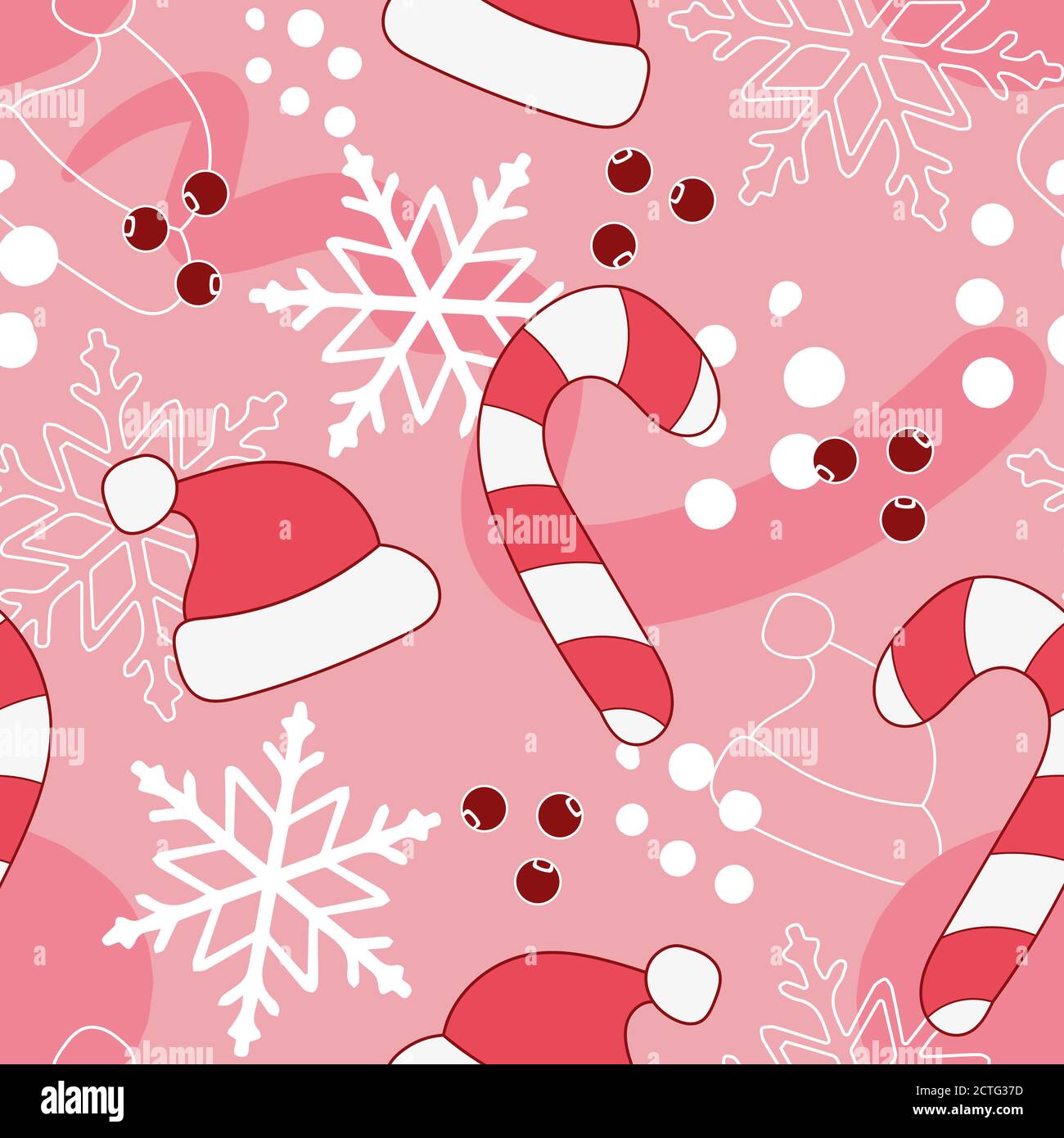 New year vector seamless pattern in pink and red colors. Stock Vector
