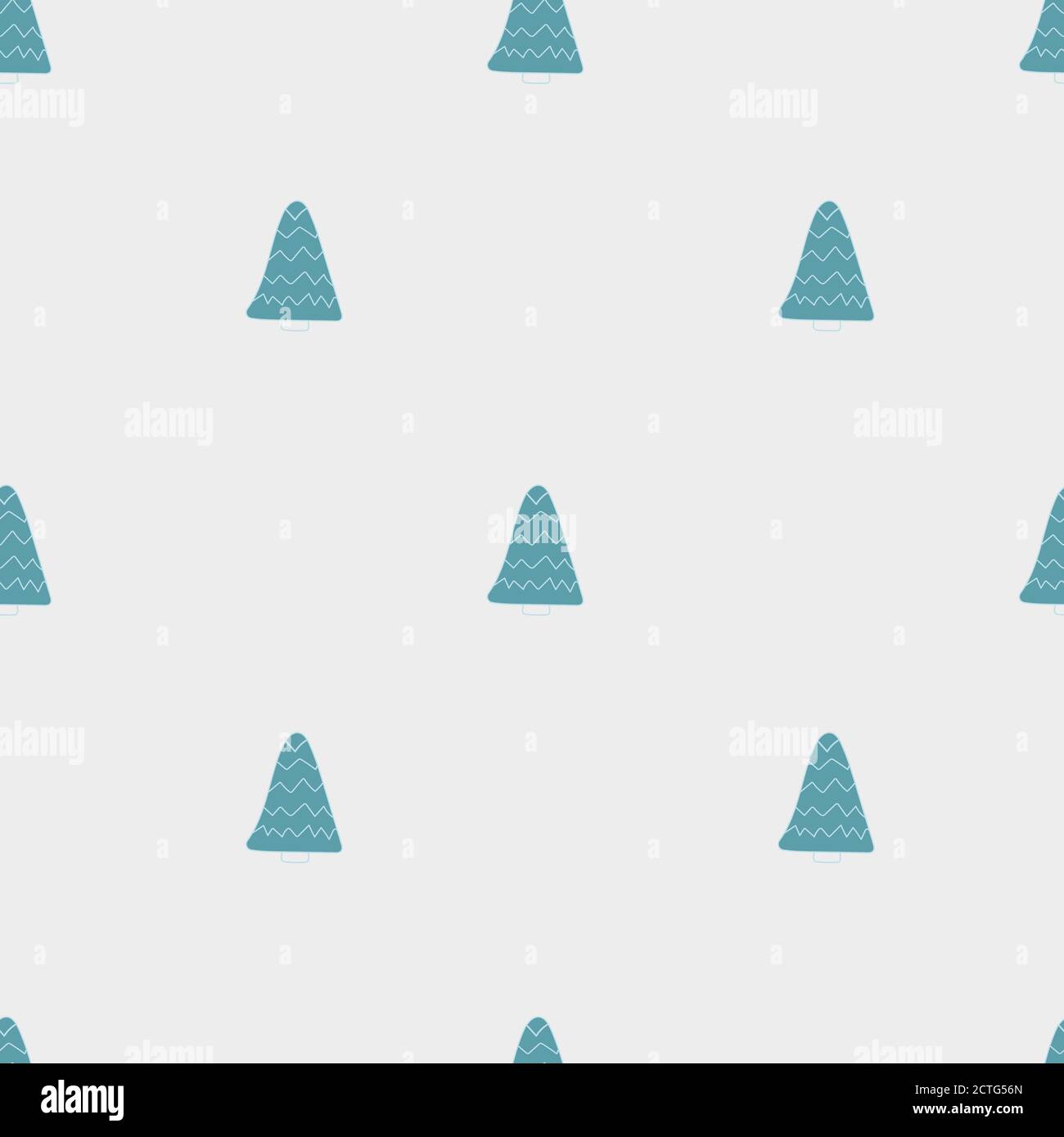 Hand drawn christmas tree seamless pattern on grey background Stock Vector