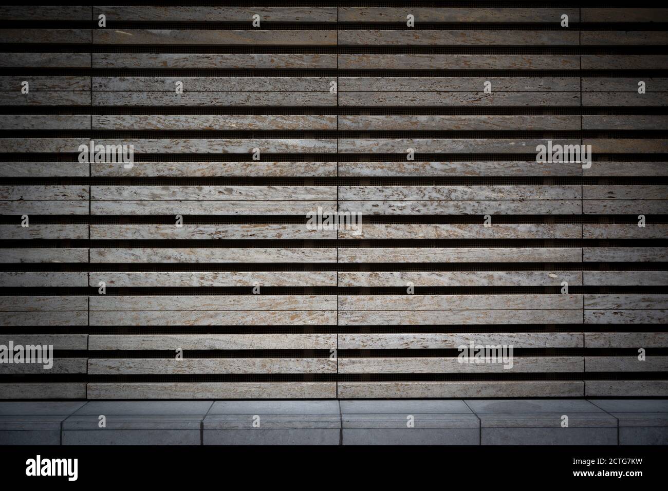 horizontal striped background template stage facade old wood or stone texture Stock Photo