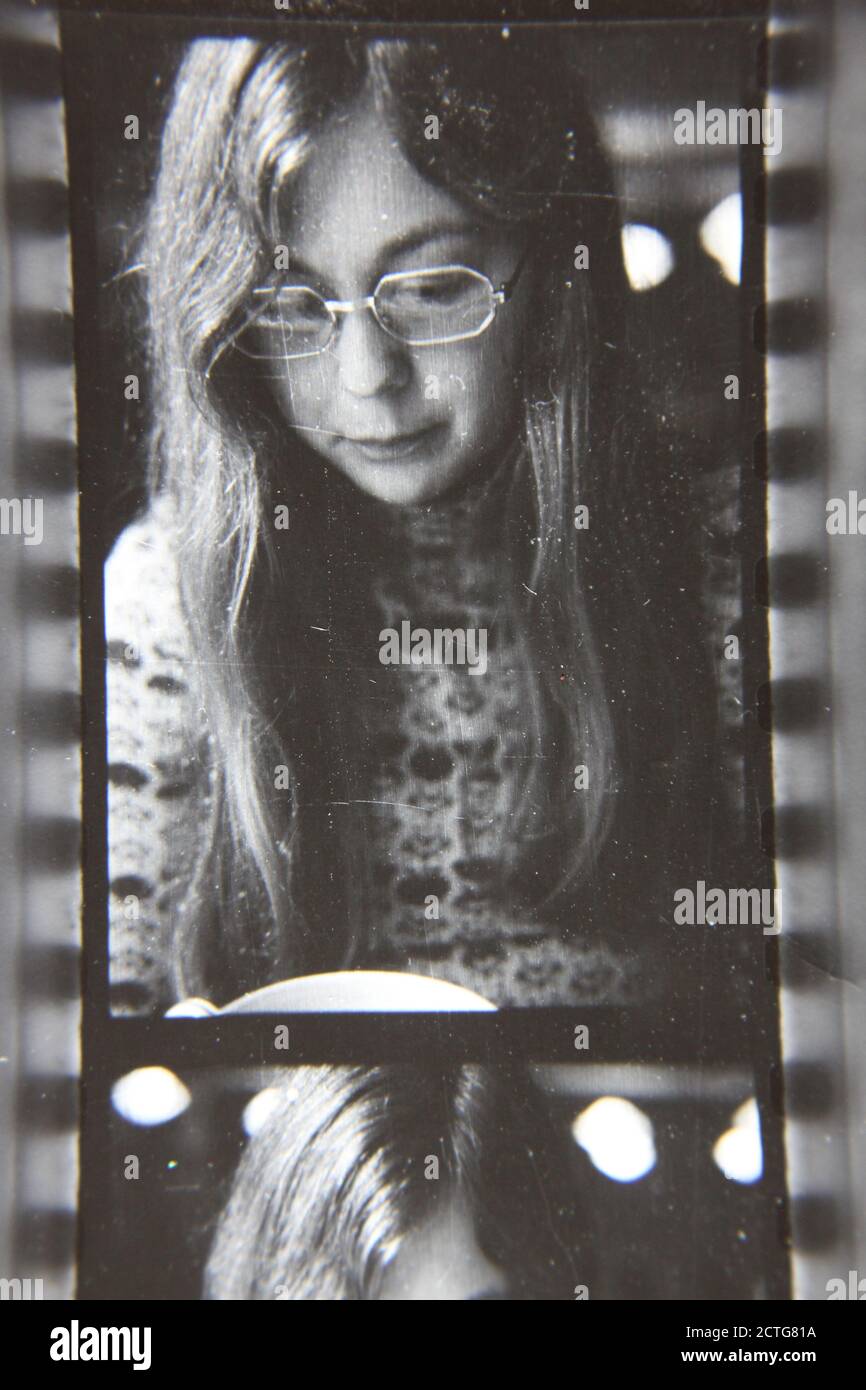 Fine 1970s vintage black and white photography portrait head shot of a ...