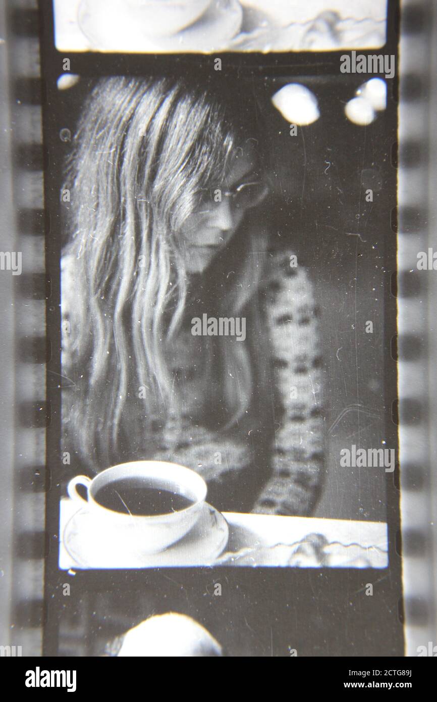 Fine 1970s vintage black and white photography portrait head shot of a ...