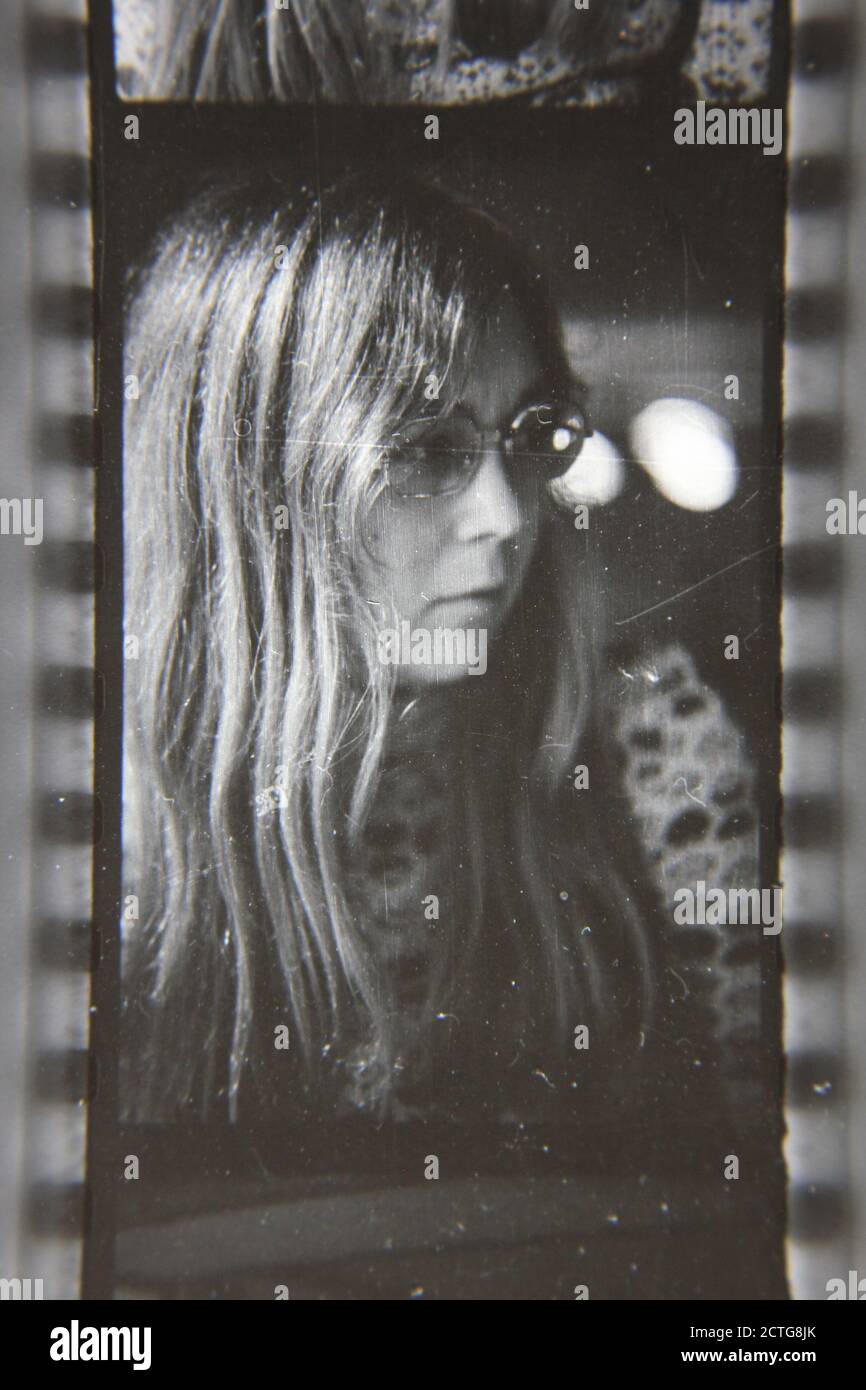Fine 1970s vintage black and white photography portrait head shot of a ...