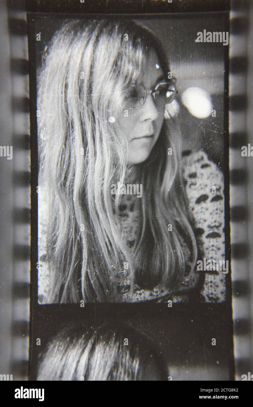 Fine 1970s vintage black and white photography portrait head shot of a ...