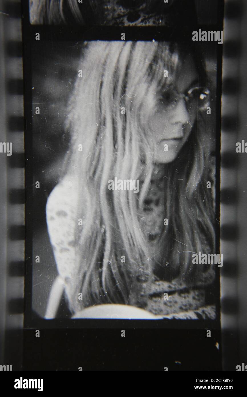 Fine 1970s vintage black and white photography portrait head shot of a ...