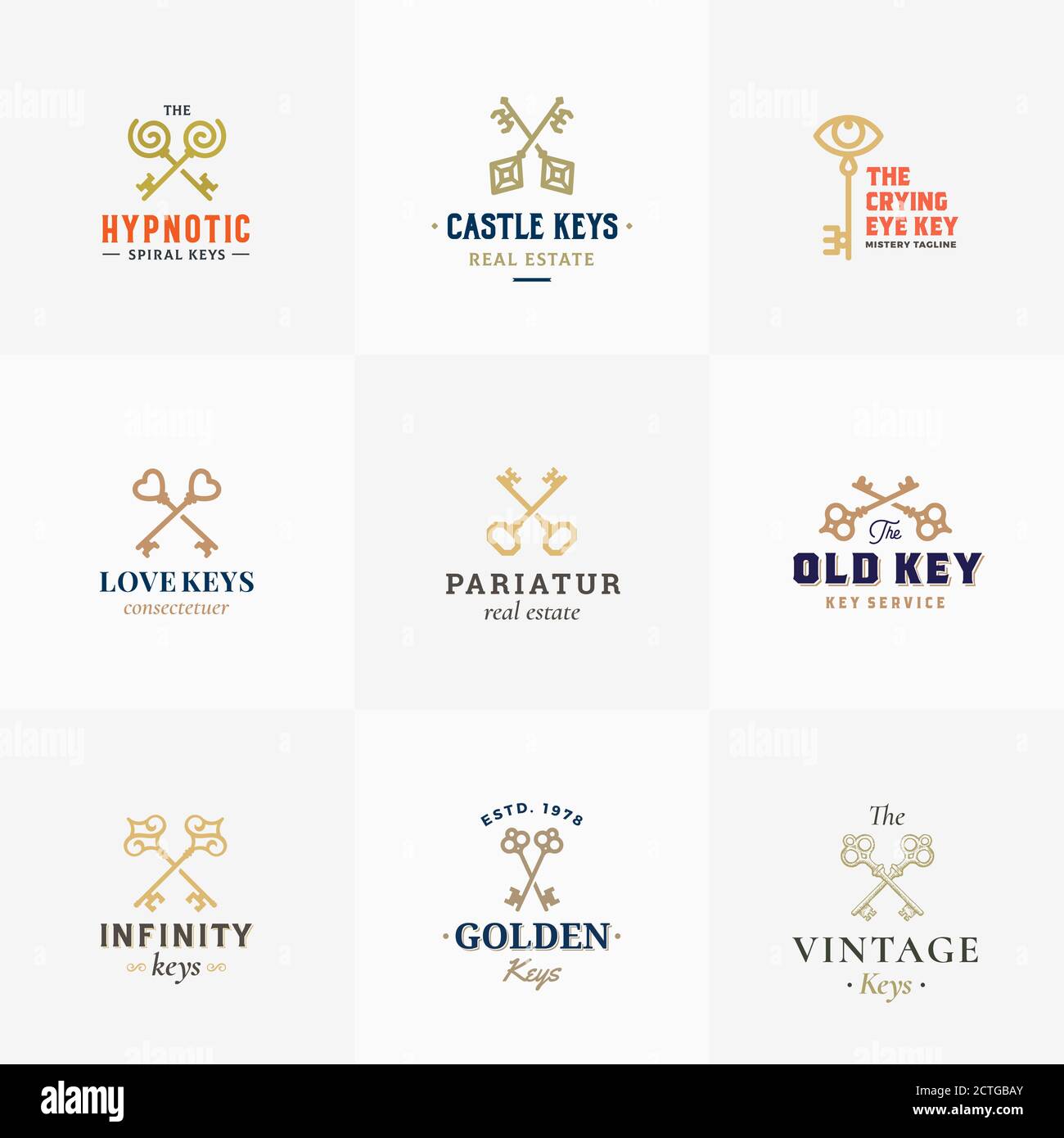 Retro Keys Symbols Big Collection. Abstract Vector Signs, Symbols or ...