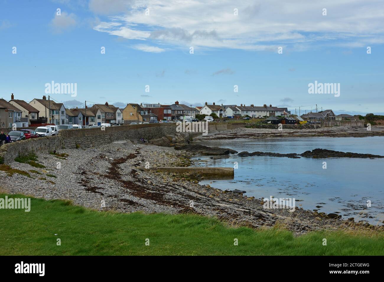 Houses on the bay, Beadnell, Northumberland Stock Photo