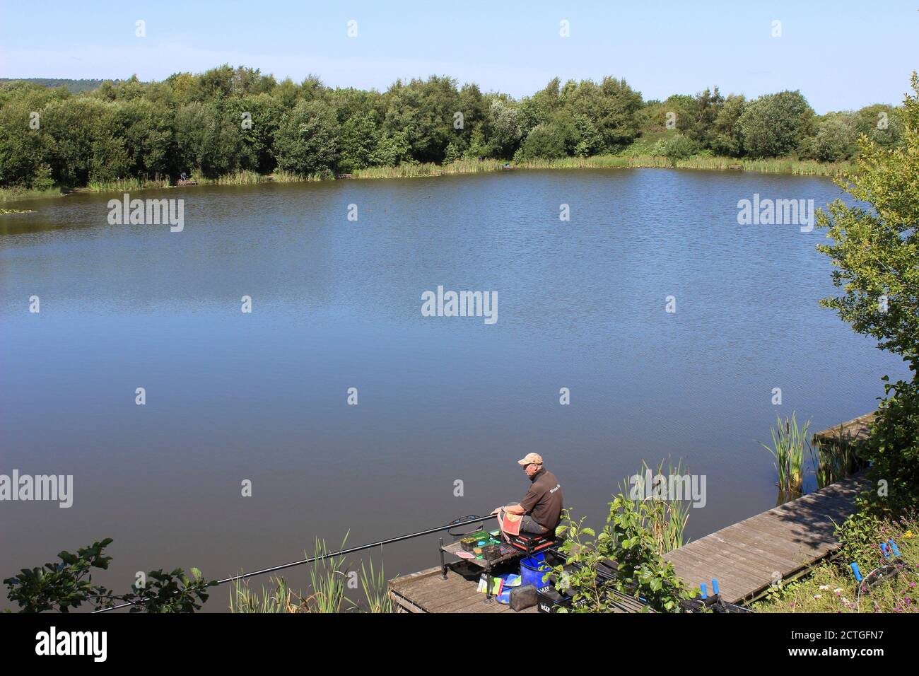 Brymbo Pool, a popular fishing lake in Brymbo Village near Wrexham, Wales Stock Photo