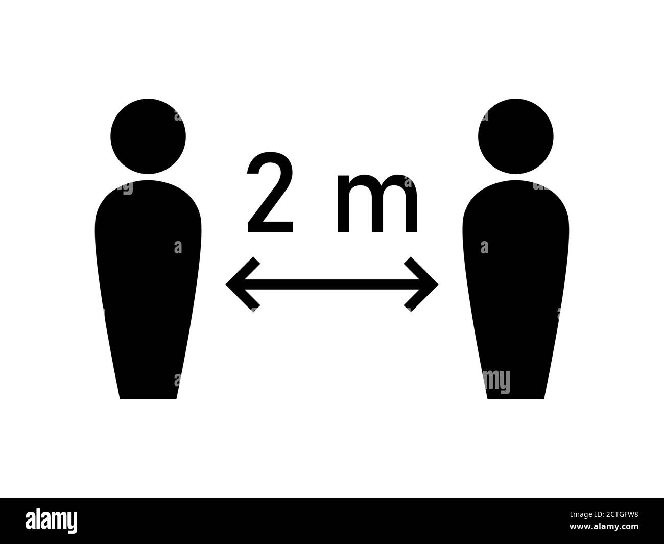 Social Distancing Keep Your Distance or Maintain a Distance of 2 m or 2 Metres Icon. Vector Image. Stock Vector