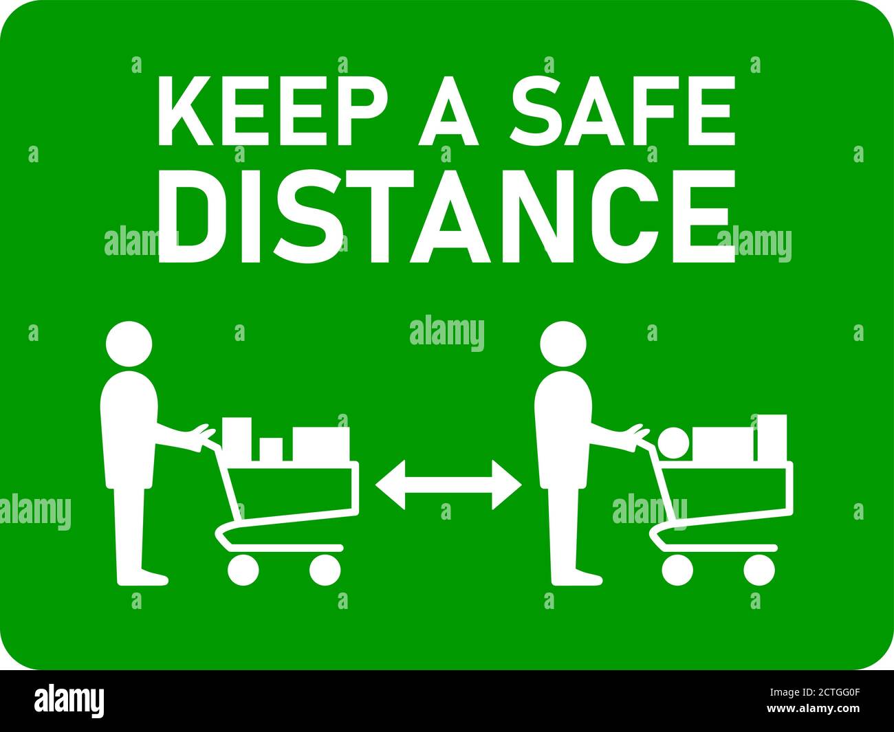 Keep a Safe Distance while standing at line or queue Icon with Shopping Cart or Trolley. Vector