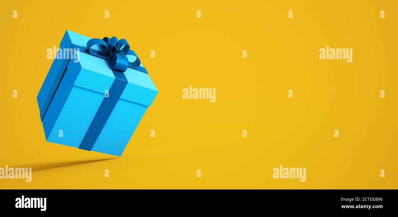 3D rendering of a gift box in yellow and turquoise Stock Photo - Alamy