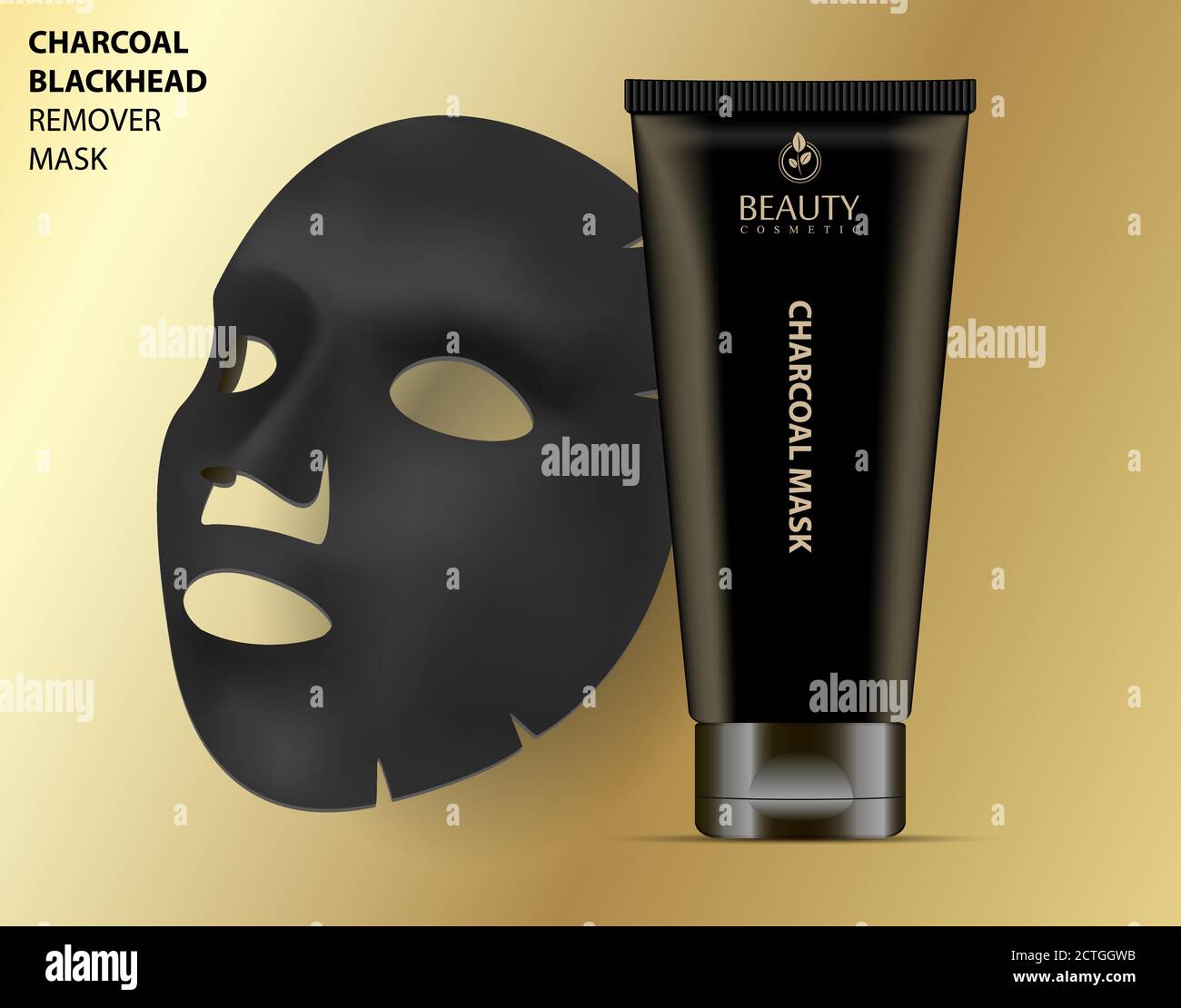 Facial cosmetic charcoal blackhead remover mask with tube. Realistic vector  illustration. Package design for face mask isolated on grey background  Stock Vector Image & Art - Alamy