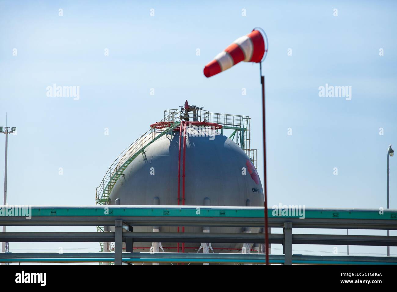 Aktobe region, Kazakhstan Sphere gas storage tank. Liquefied petroleum