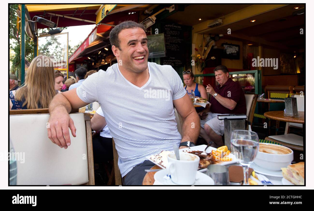 LIONS AND WELSH RUGBY PLAYER JAMIE ROBERTS ENJOYING LIFE AND PLAYING IN PARIS.                         PHOTO CREDIT : ©  MARK PAIN / ALAMY STOCK PHOTO Stock Photo