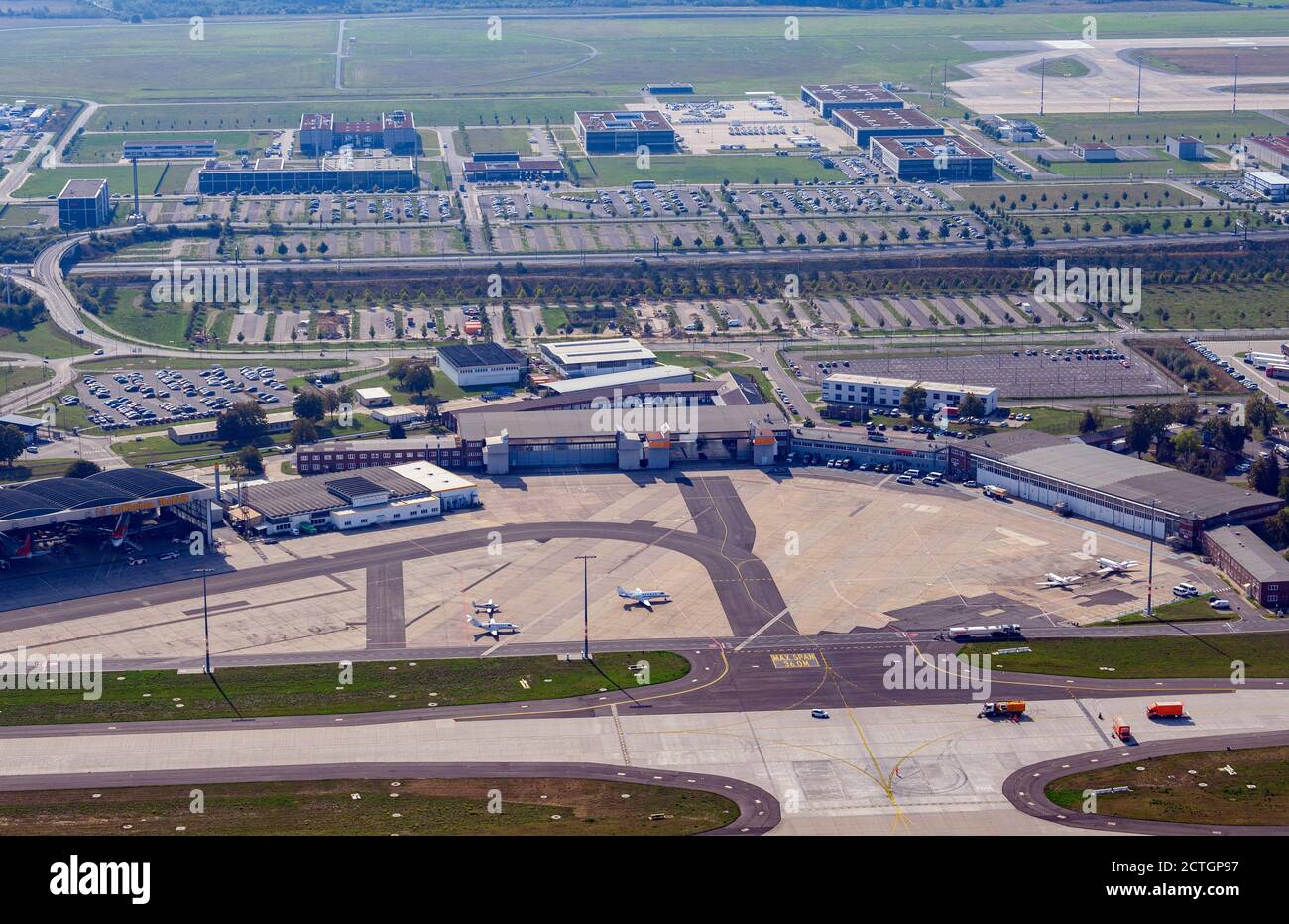 15 September 2020, Brandenburg, Schönefeld: Aerial view of the future airport Berlin Brandenburg 'Willy Brandt'. After a short transitional period, the capital city airport is to replace the current airports Tegel and Schönefeld. Photo: Soeren Stache/dpa-Zentralbild/ZB Stock Photo