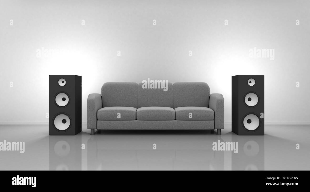 Chillout Room and Speakers - 3D Rendering Stock Photo