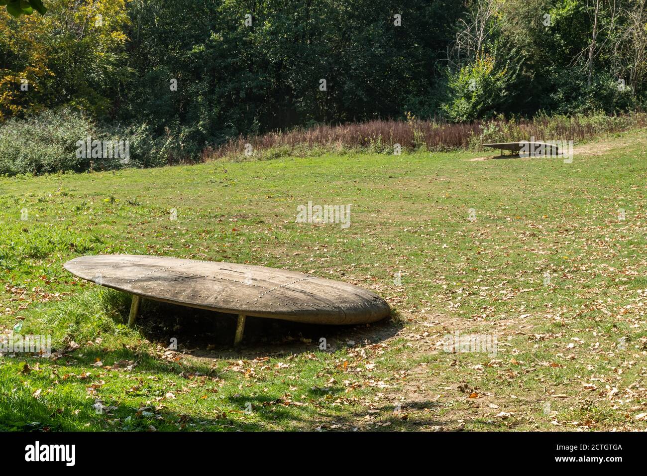 B17 Crash site Memorial on Reigate Hill, commemorating nine USAAF crew who died when their plane crashed here in 1945, Surrey, UK Stock Photo