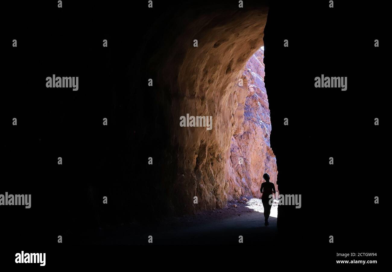 BOULDER CITY, NEVADA, UNITED STATES May 09, 2018 A hiker emerges