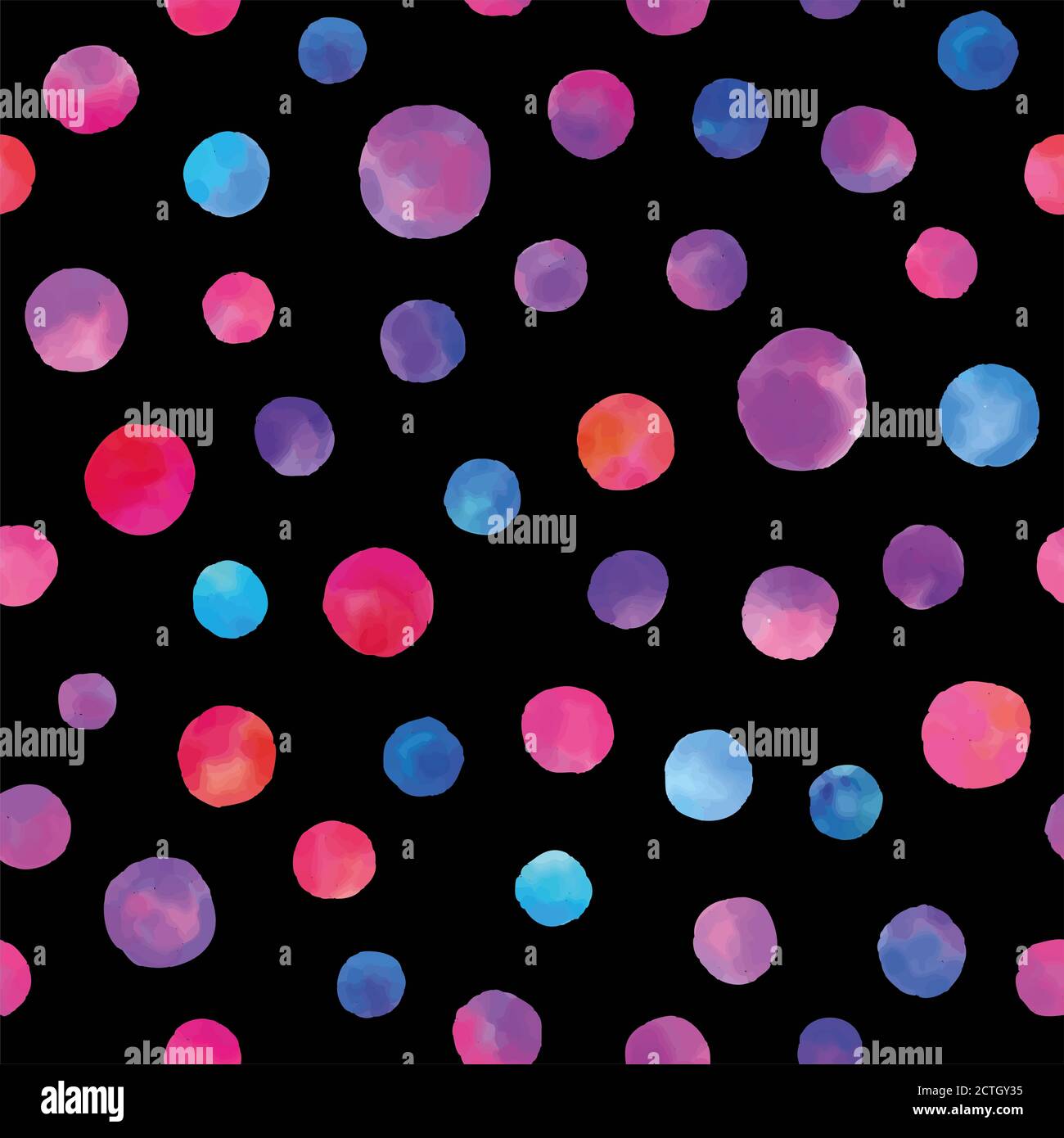 Watercolor circles seamless background pattern. Colorful dots  hand painted. Textile pattern, fabric swatch, wrapping paper. Stock Photo