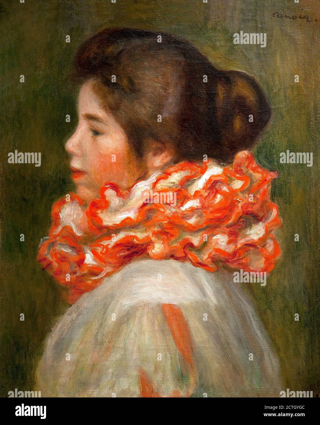 Red Ruff Ruff Auguste Renoir 1841-1919. Girl with red ruff. about. 1896. oil painting ...