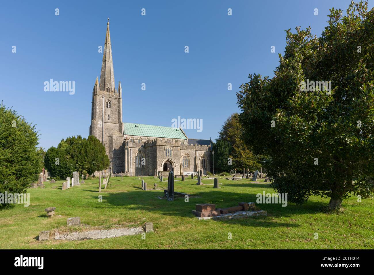 St Andrew’s Church in the village of Congresbury, North Somerset, England. Stock Photo