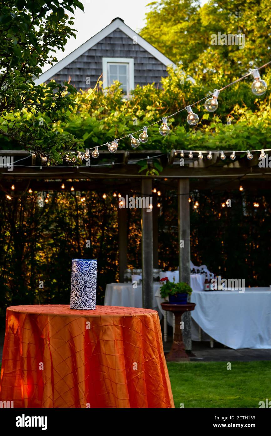 House decorated for a celebration Stock Photo