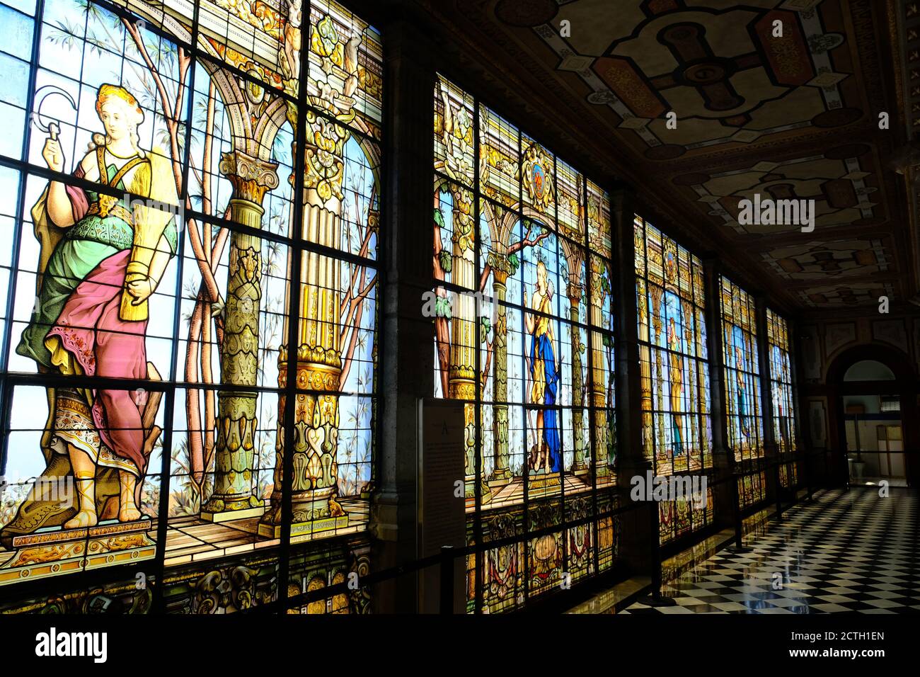 Mexico City - Chapultepec Castle stained glass window - Castillo de Chapultepec Stock Photo