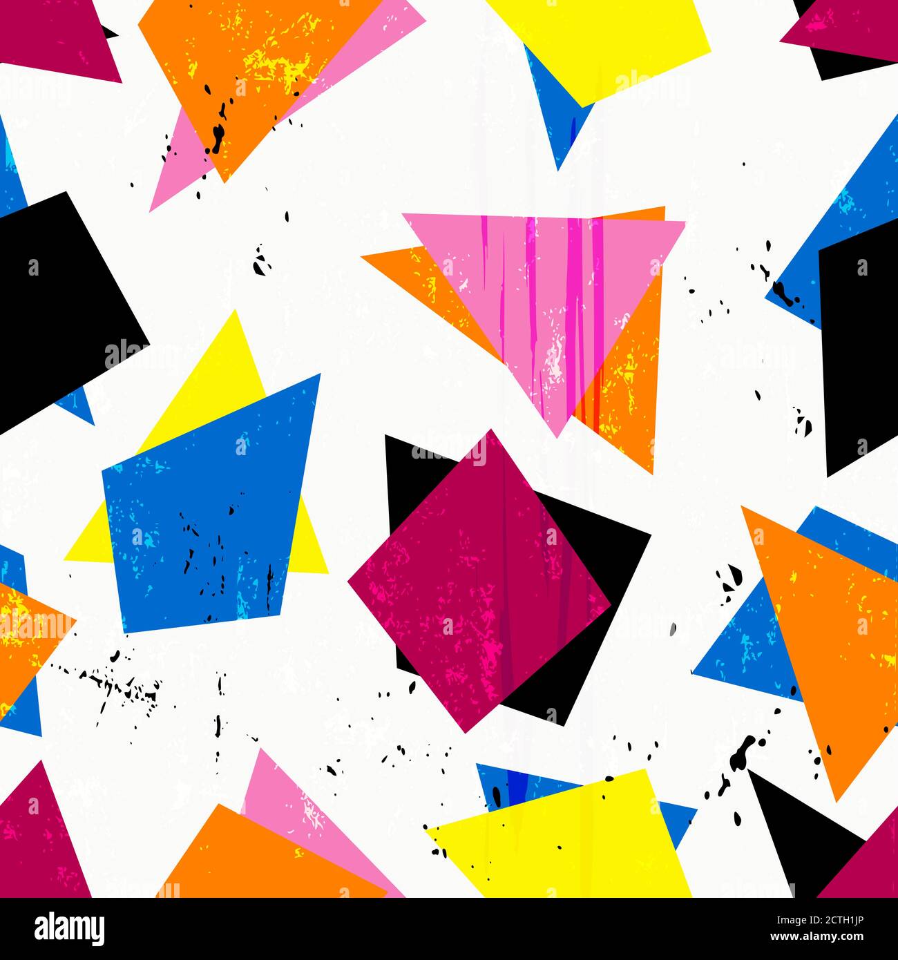 abstract geometric background pattern, with triangles, paint strokes and splashes Stock Vector