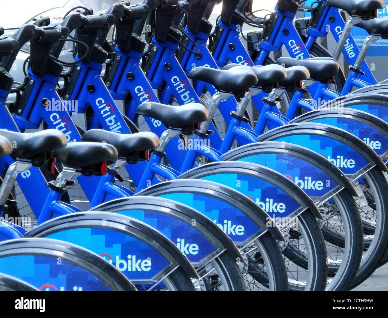 Citibike rack, a ride share program in New York City, USA Stock Photo