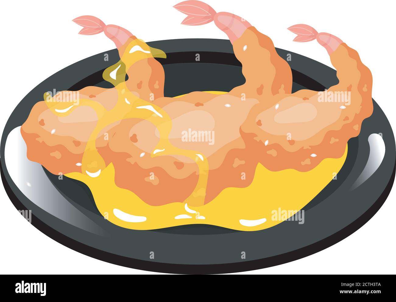 Chinese king prawn color icon Stock Vector
