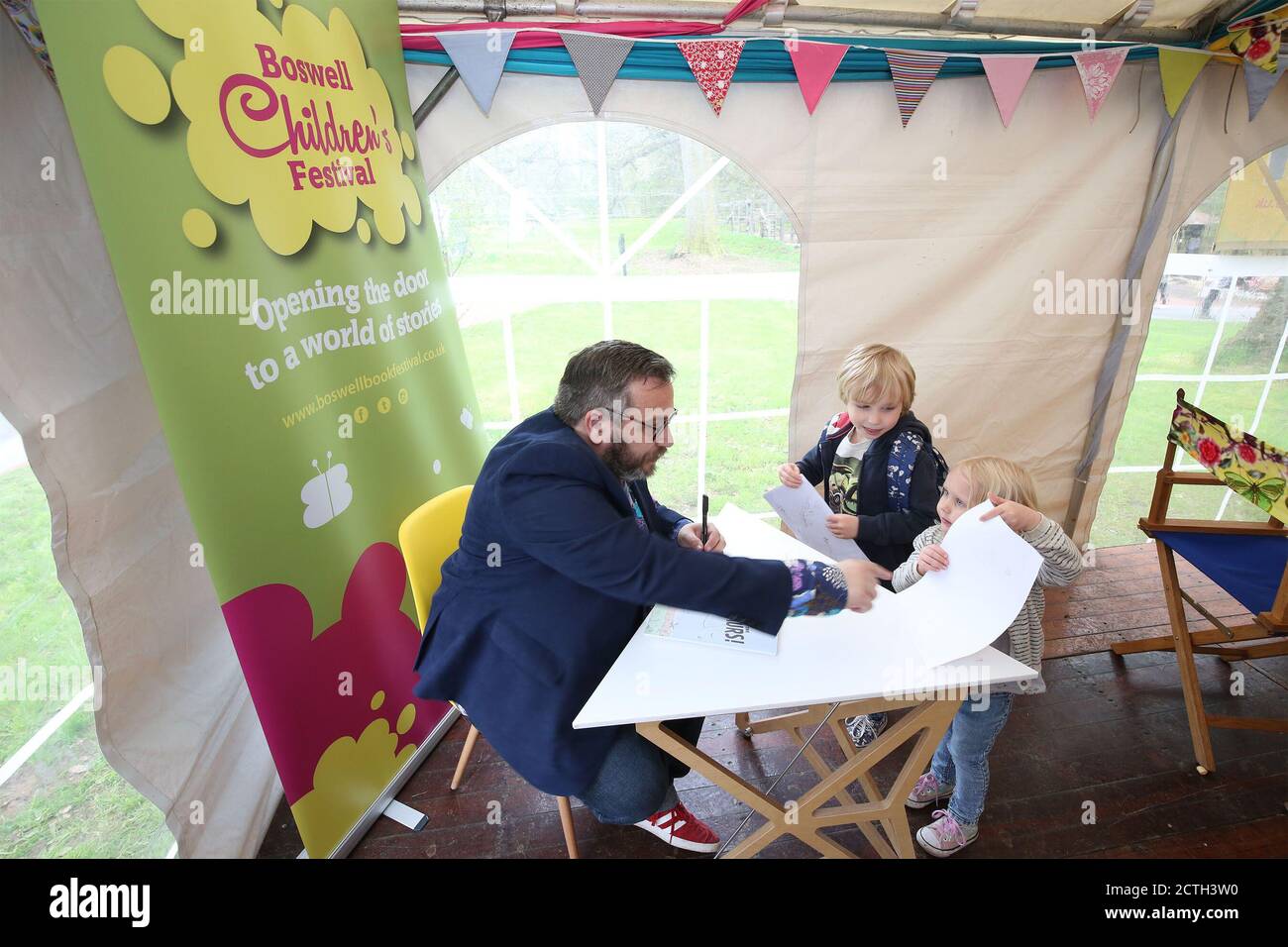 Boswell Book Festival, Dumfries House, Cumnock Ayrshire, Scotland, UK 12 May 2018. Gary Northfield is a British cartoonist, most famous for his Derek the Sheep comic strip published in DC Thomson's The Beano and BeanoMAX. Northfield graduated from Harrow College University of Westminster with a degree in Illustration in 1992.  The festival  is unique in that it is the only Book Festival which exculsively deals with memoirs & biographies. Stock Photo