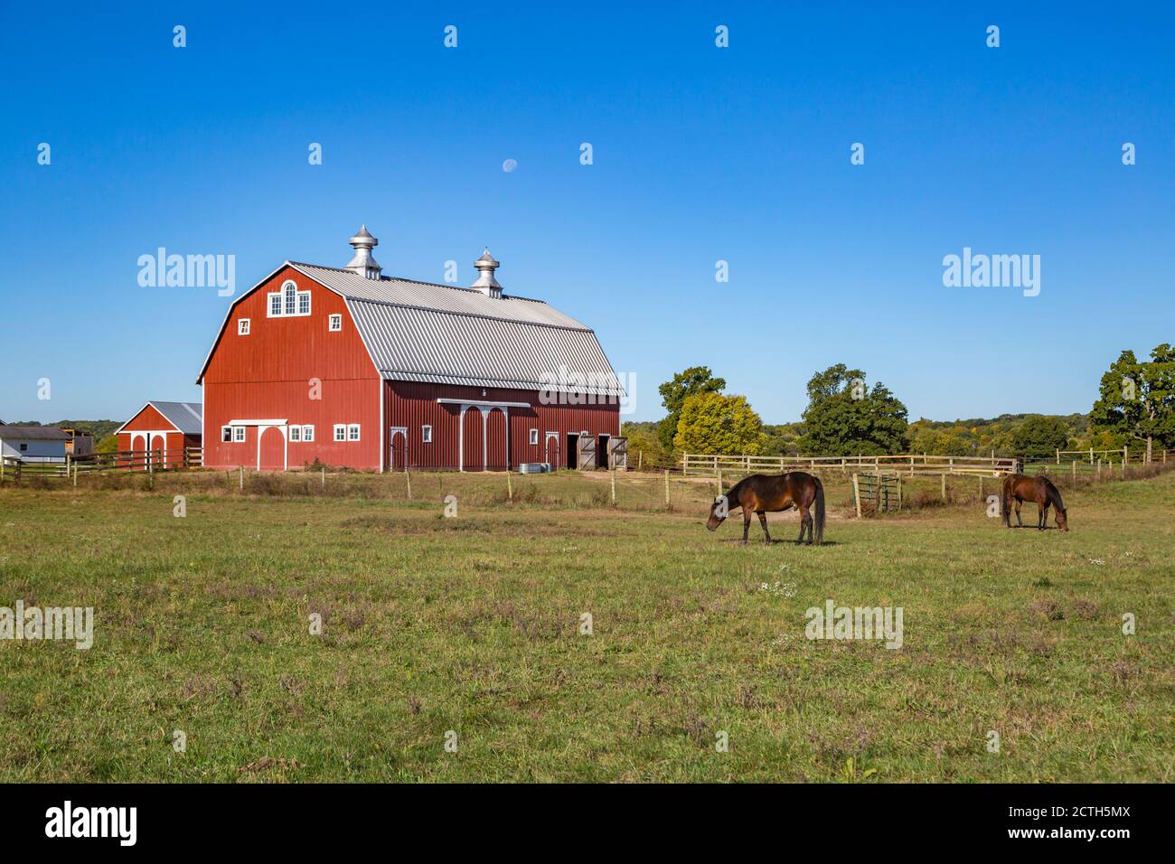 Barn and horse at Prophetstown State Park living history museum
