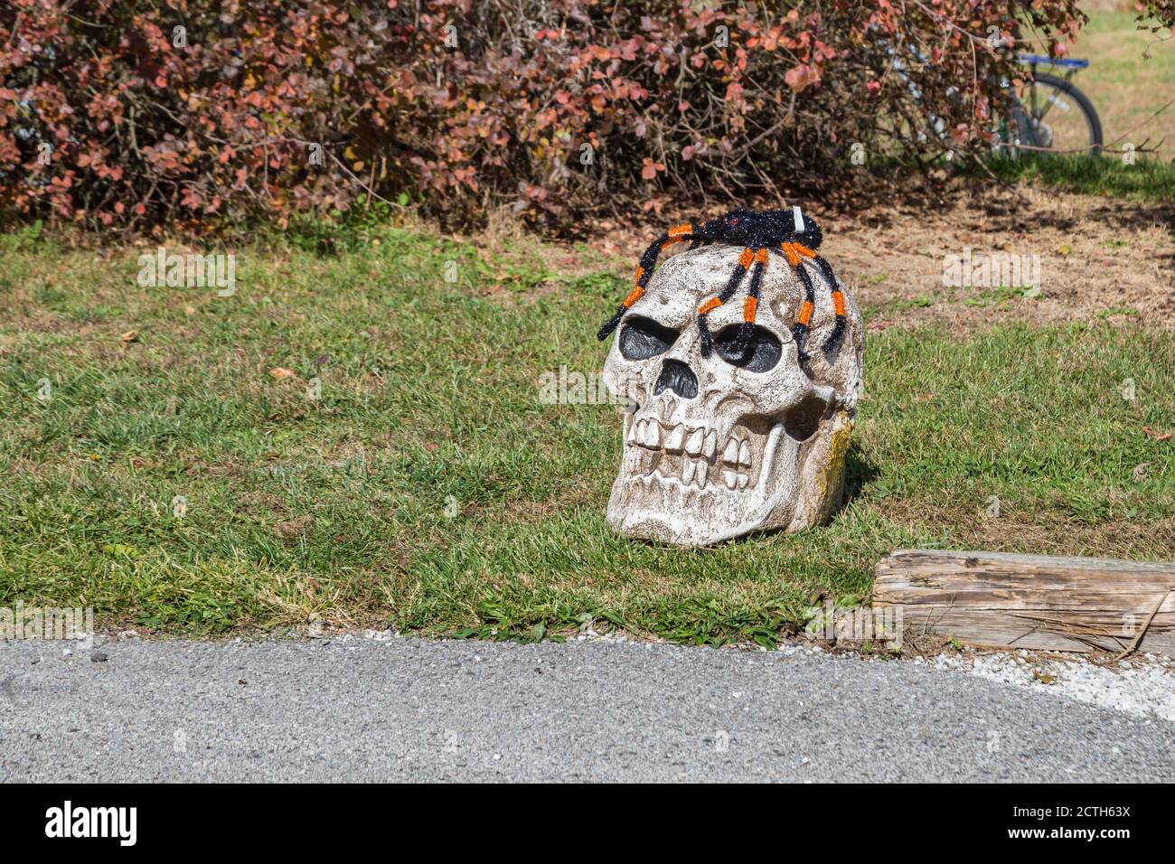 Halloween decorations at campsites in  Prophetstown State Park living history museum  Battleground Indiana Stock Photo