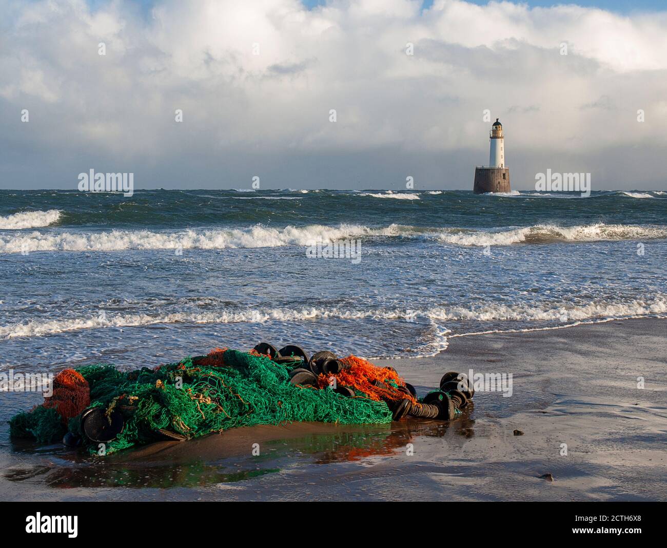 The lighthouse at Rattray Head, near Fraserburgh, Scotland.  Built in 1895. Stock Photo