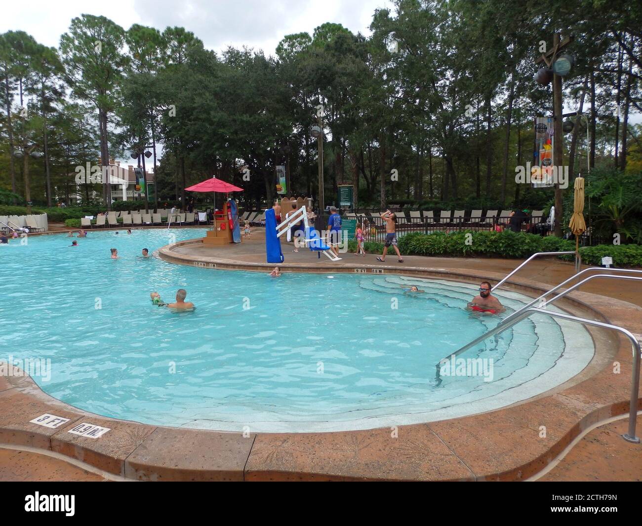 Swimming pool at Disney's Port Orleans Resort - Riverside, Walt Disney World, Orlando, Florida, USA Stock Photo