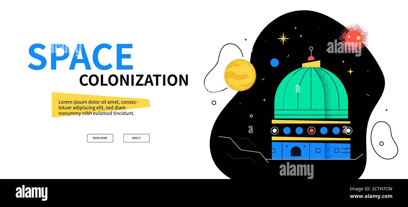 Space colonization - colorful flat design style web banner Stock Vector ...