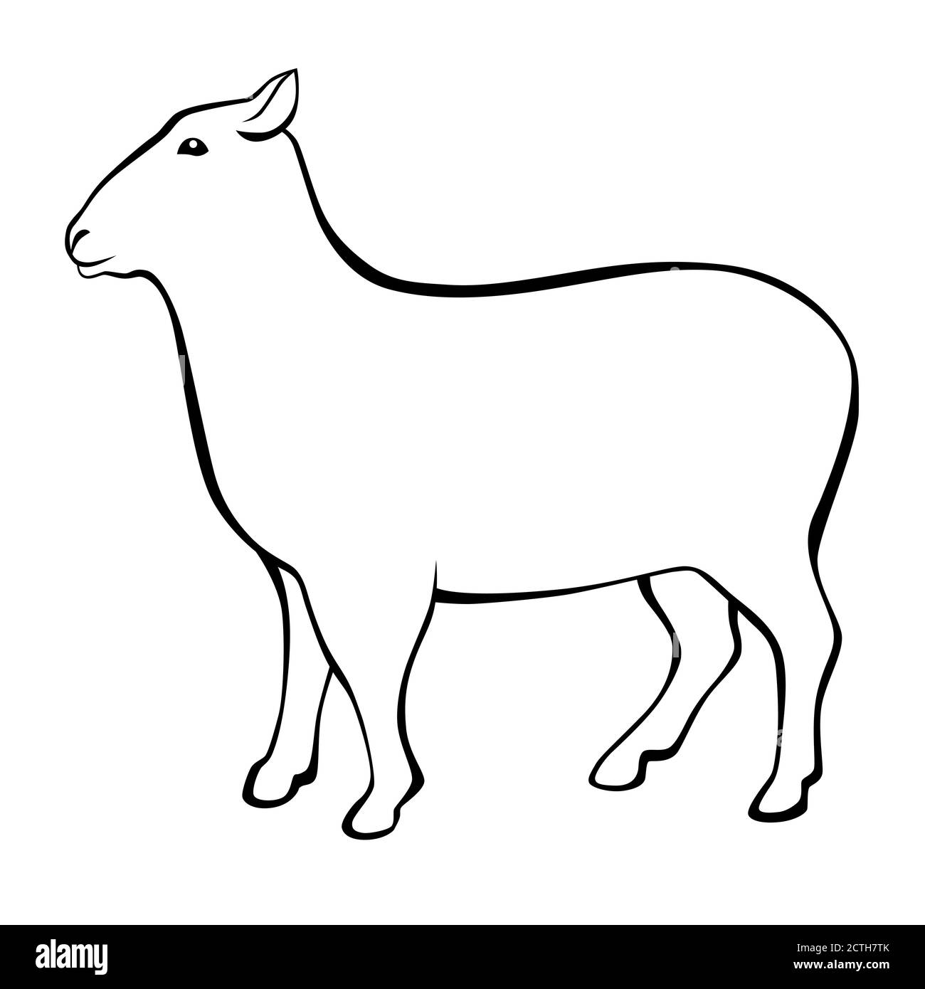 Sheep black white isolated illustration vector Stock Vector
